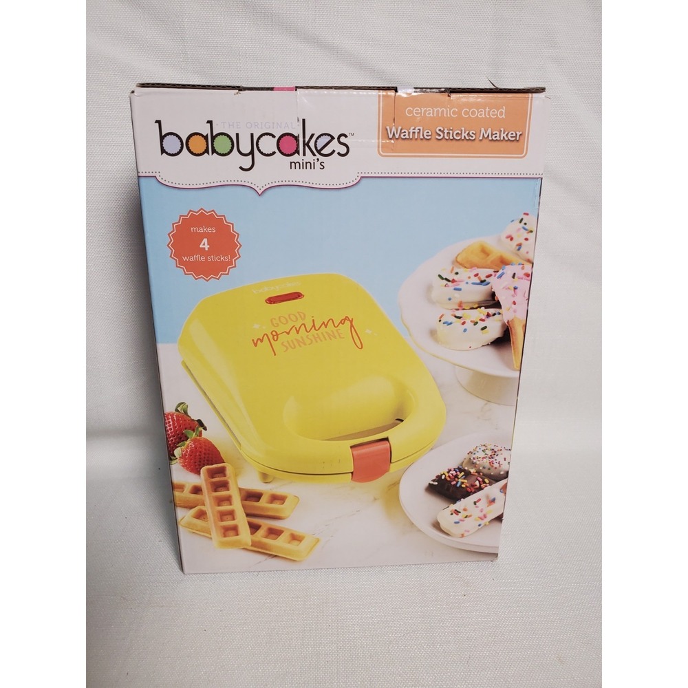 Babycakes Mini's Ceramic Coated Waffle Sticks Maker Yellow WMM-401‎ Makes 4 NEW